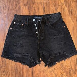 Aeropostale Black High-Rise Distressed Denim Shorts